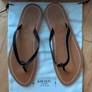 NWT Doen K. Jacques Baie Black Leather Sandals